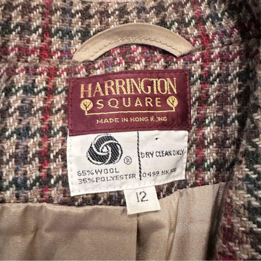 Vtg Harrington Tweed Wool Blazer Skirt Suit Pockets Jacket Size 12 Plaid 70s - Picture 4 of 16